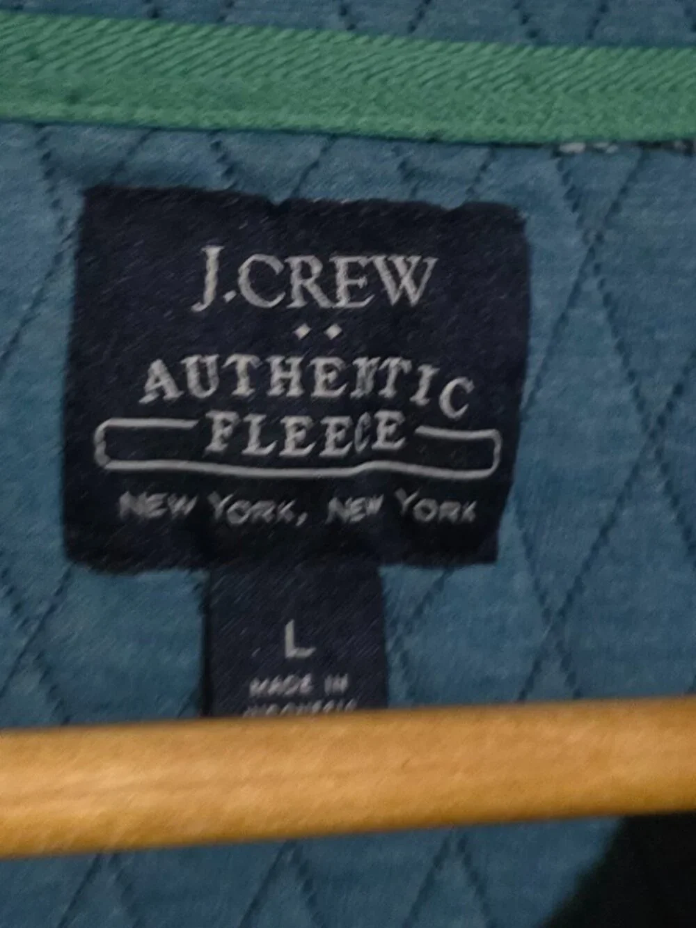 J.Crew Authentic Fleece Men's 1/4 Zip Quilted Diamond Pullover - Navy Blue - L*